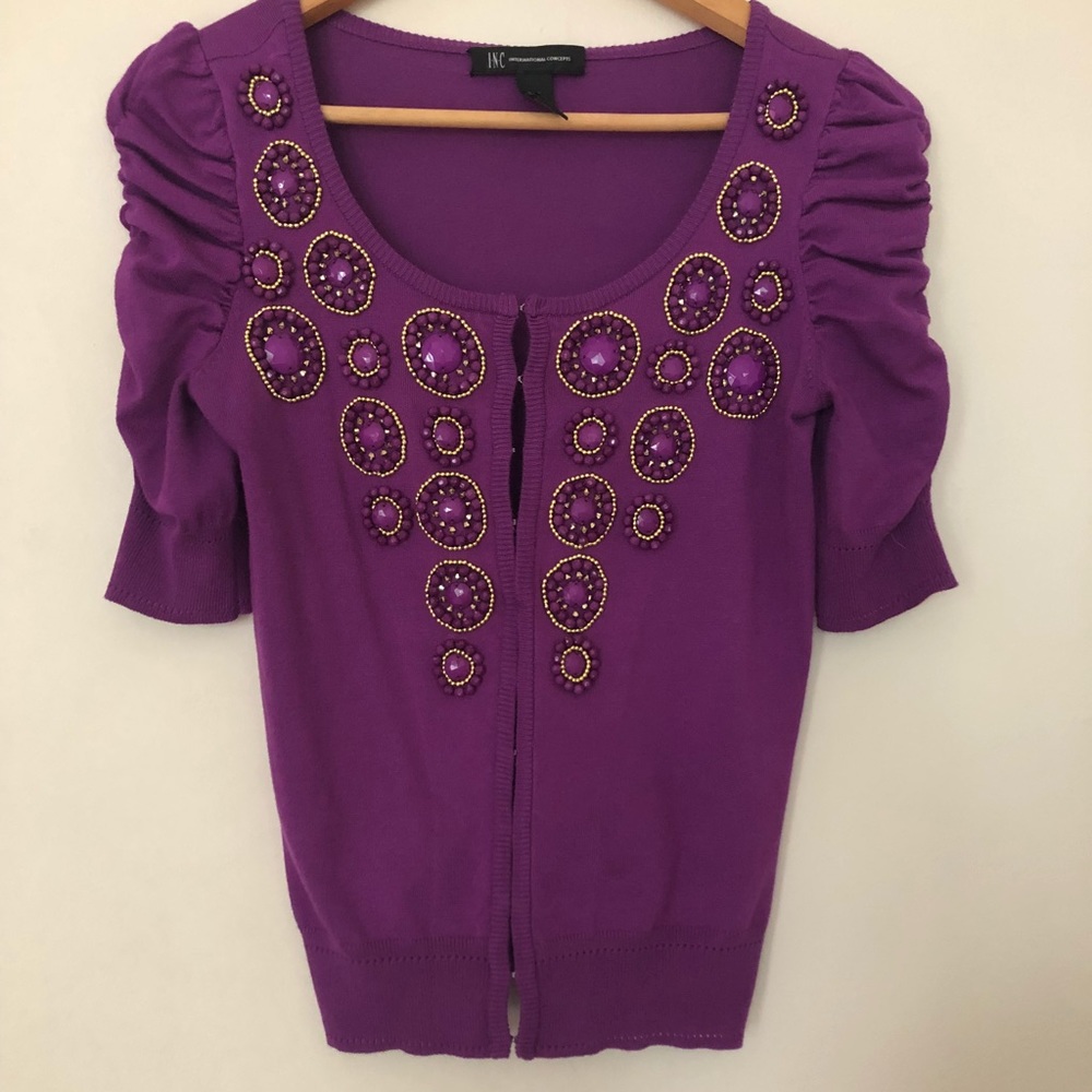 Purple Embellished Cardigan